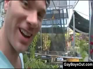 Hairy Arab gay buddy rides the prick in garden shop